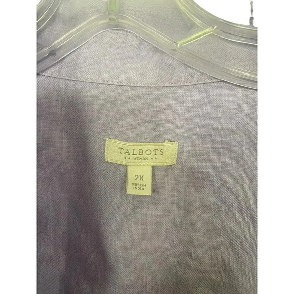 Talbots Purple Linen 3/4 sleeve Button-Down Top Size 2XL - Picture 2 of 4